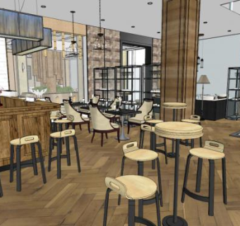 现代弧线酒店su模型下载_sketchup草图大师SKP模型