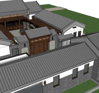 古建四合院su模型下载_sketchup草图大师SKP模型