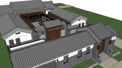 古建四合院su模型下载_sketchup草图大师SKP模型