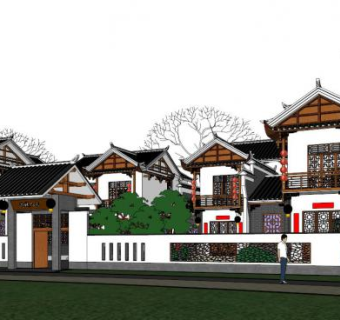 川西风格建筑su模型下载_sketchup草图大师SKP模型