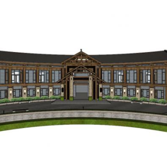 弧形建筑su模型下载_sketchup草图大师SKP模型