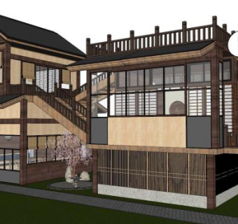 日式小木屋su模型下载_sketchup草图大师SKP模型