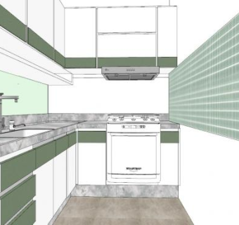 现代小清新大理石厨房SU模型下载_sketchup草图大师SKP模型