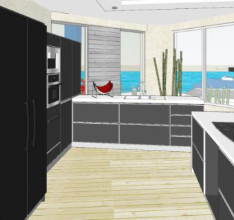 现代户型厨房家电SU模型下载_sketchup草图大师SKP模型