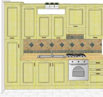 复古风厨房橱柜SU模型下载_sketchup草图大师SKP模型