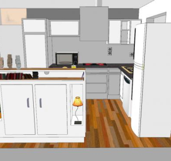 白色橱柜简约厨房SU模型下载_sketchup草图大师SKP模型