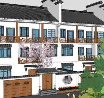 中式风格建筑SU模型下载_sketchup草图大师SKP模型