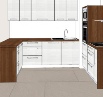 现代转角厨房家电SU模型下载_sketchup草图大师SKP模型