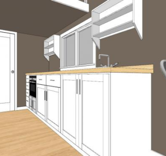 白色一体式橱柜SU模型下载_sketchup草图大师SKP模型