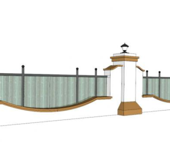玻璃矮围墙su模型下载_sketchup草图大师SKP模型