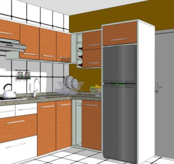 现代转角厨房家电sketchup模型下载_sketchup草图大师SKP模型