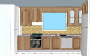 简欧实木厨房橱柜SU模型下载_sketchup草图大师SKP模型