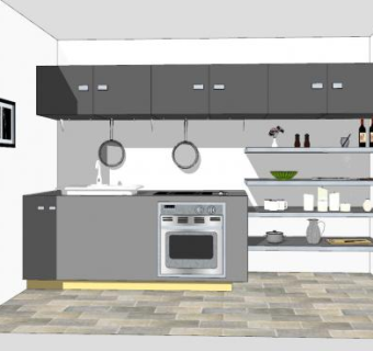 现代厨房置物架SU模型下载_sketchup草图大师SKP模型