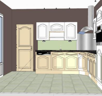 简欧橱柜厨房设计SU模型下载_sketchup草图大师SKP模型