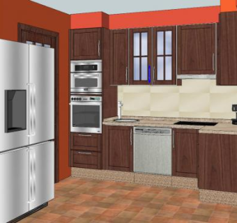 美式复古厨房家具SU模型下载_sketchup草图大师SKP模型