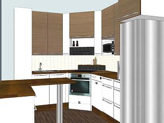 现代小型厨房平台SU模型下载_sketchup草图大师SKP模型