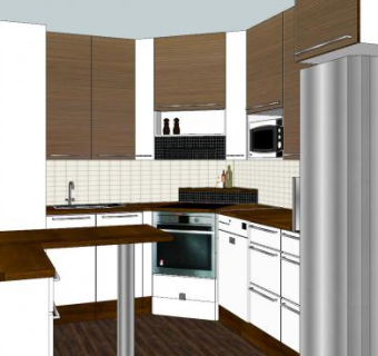 现代小型厨房平台SU模型下载_sketchup草图大师SKP模型