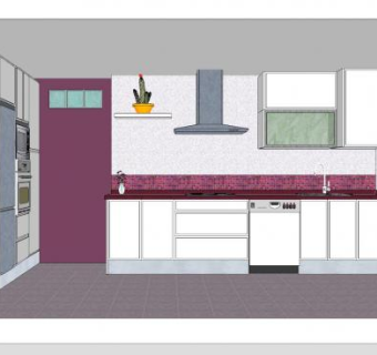 简约现代厨房装修SU模型下载_sketchup草图大师SKP模型