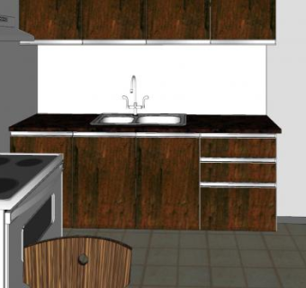 小型厨房餐厅组合sketchup模型下载_sketchup草图大师SKP模型