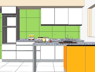 现代<em>餐厅厨房设计</em>SU模型下载_sketchup草图大师SKP模型