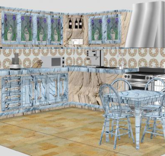 后现代厨房家具SU模型下载_sketchup草图大师SKP模型