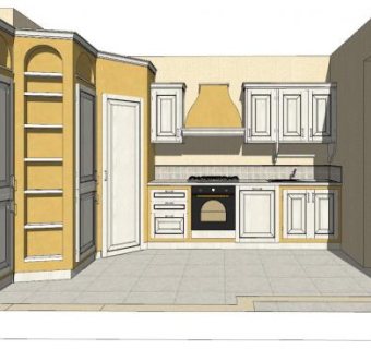 小型简欧厨房SU模型下载_sketchup草图大师SKP模型