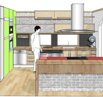 工业风厨房设计SU模型下载_sketchup草图大师SKP模型