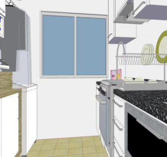 现代厨房走道SU模型下载_sketchup草图大师SKP模型