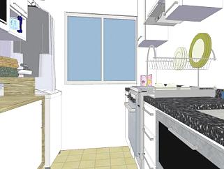 现代厨房走道SU模型下载_sketchup草图大师SKP模型