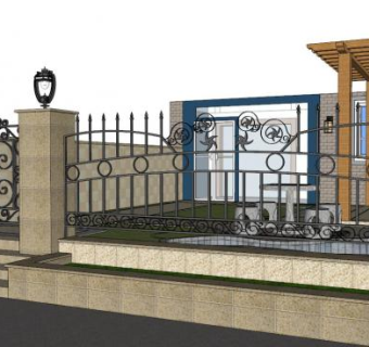 庭院围栏SU模型下载_sketchup草图大师SKP模型