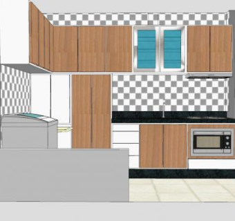 现代马赛克风格厨房SU模型下载_sketchup草图大师SKP模型