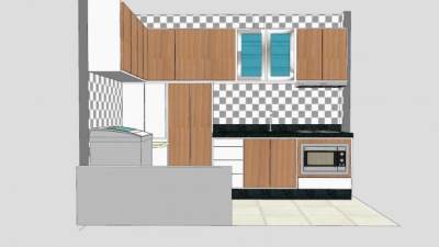 现代马赛克风格厨房SU模型下载_sketchup草图大师SKP模型