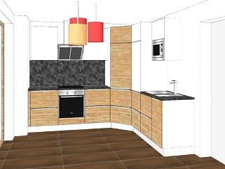 现代厨房组合柜设计SU模型下载_sketchup草图大师SKP模型