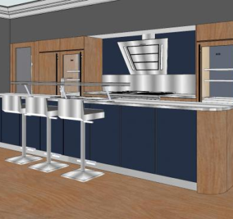 现代工业风厨房SU模型下载_sketchup草图大师SKP模型