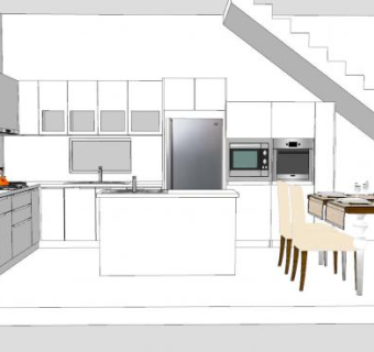 现代极简餐厅厨房sketchup模型下载_sketchup草图大师SKP模型