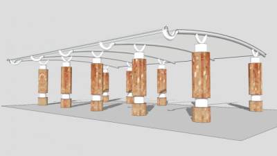 小区车库入口雨棚su模型下载_sketchup草图大师SKP模型