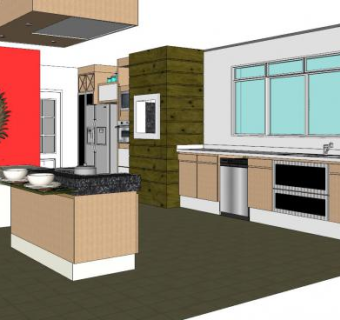 现代白色简约橱柜SU模型下载_sketchup草图大师SKP模型