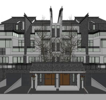 江南风格别墅su模型下载_sketchup草图大师SKP模型