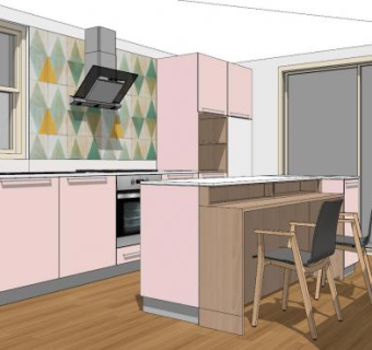 现代北欧小清新厨房SU模型下载_sketchup草图大师SKP模型