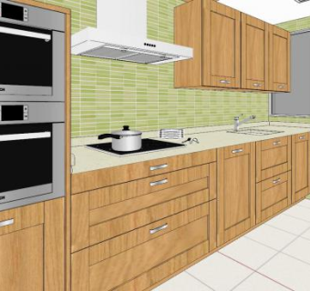 现代原木小清新厨房SU模型下载_sketchup草图大师SKP模型