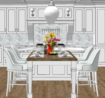 现代银色厨房设计SU模型下载_sketchup草图大师SKP模型