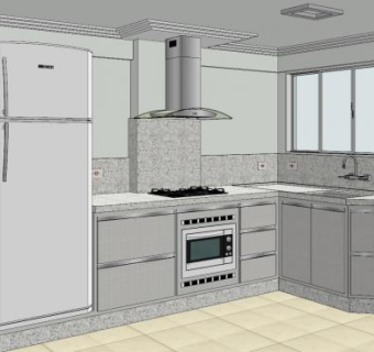 简欧轻奢厨房餐厅SU模型下载_sketchup草图大师SKP模型