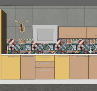 北欧风格厨房橱柜SU模型下载_sketchup草图大师SKP模型