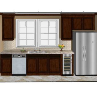美式厨房家装家具SU模型下载_sketchup草图大师SKP模型