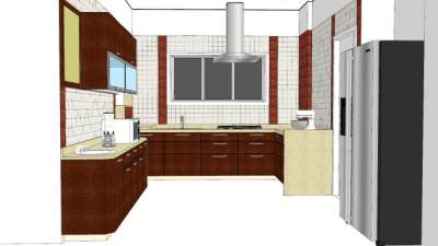 现代新中式厨房设计SU模型下载_sketchup草图大师SKP模型