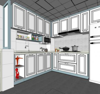 简欧小清新厨房家电SU模型下载_sketchup草图大师SKP模型