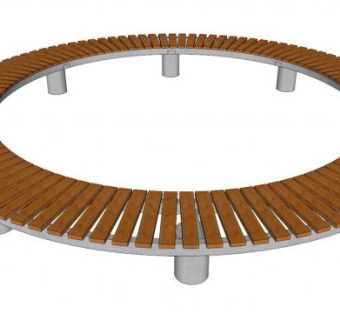 环形长凳子su模型下载_sketchup草图大师SKP模型
