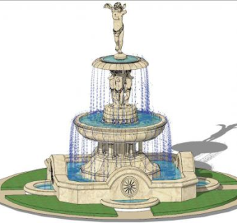 景观现代喷泉su模型下载_sketchup草图大师SKP模型