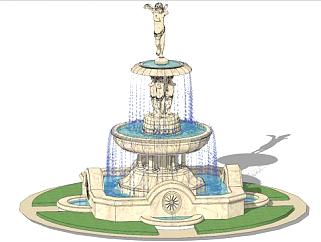 景观现代喷泉su模型下载_sketchup草图大师SKP模型
