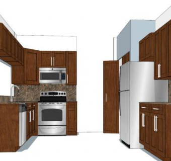 美式厨房实木组合柜SU模型下载_sketchup草图大师SKP模型